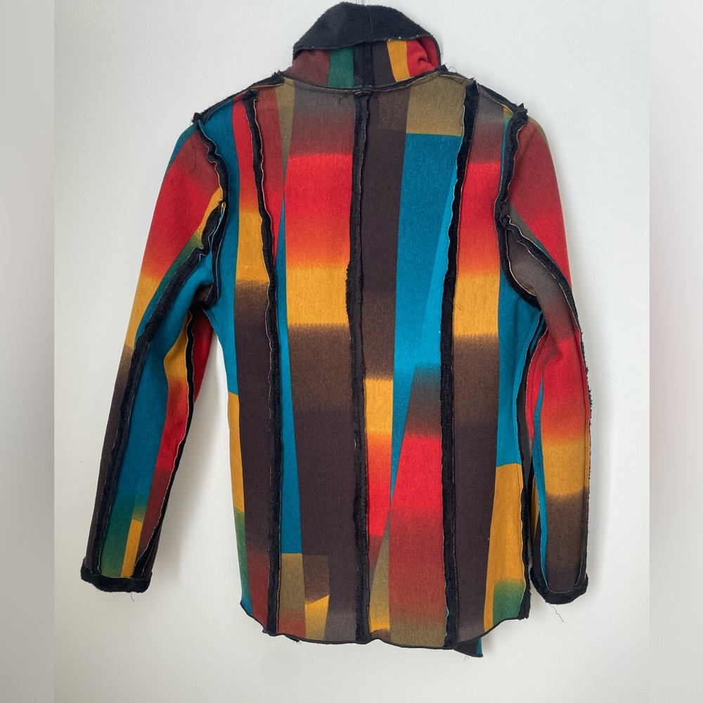 Adore Multi Color Patch Work Fleece Lined Jacket … - image 2